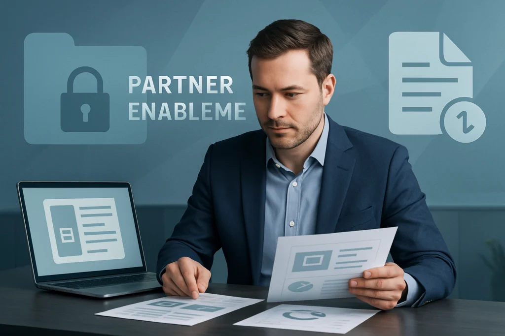 Partner manager organizing controlled business documents for different partner groups.